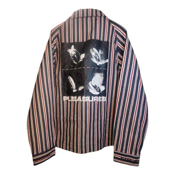 Pleasures Striped Denim Utility Jacket Size L - Picture 5 of 12